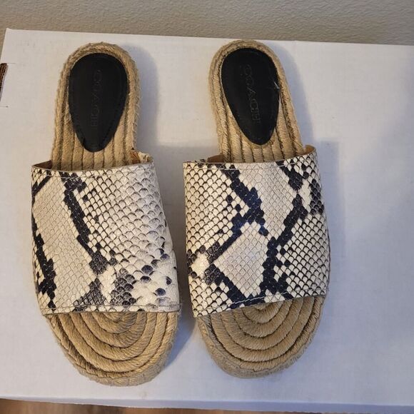 Coach Shoes - Coach Claudia Snakeskin Sliders Womens 9.5 Esparilles Summer Beachy Casual
